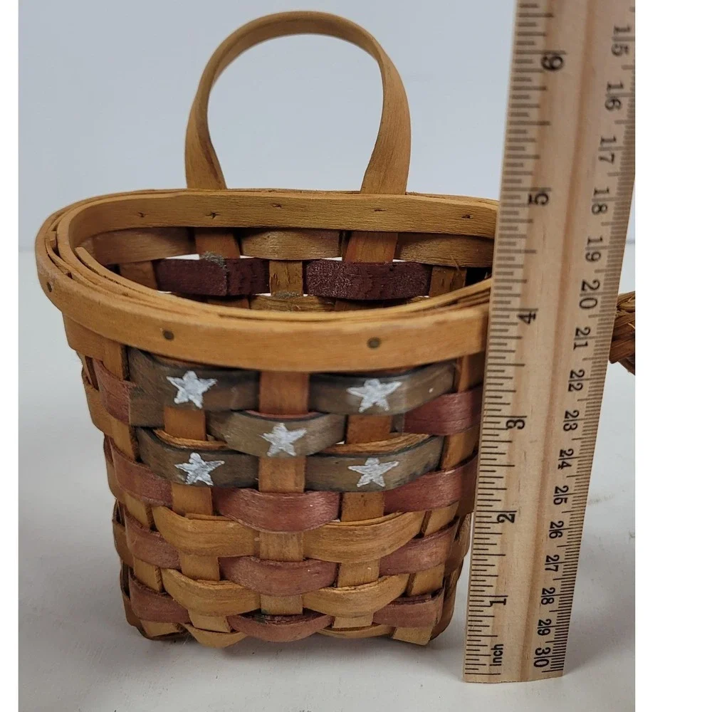 Vintage Miniature Wicker Basket Set 3pc Loveseat Star Wall Basket Watering Can